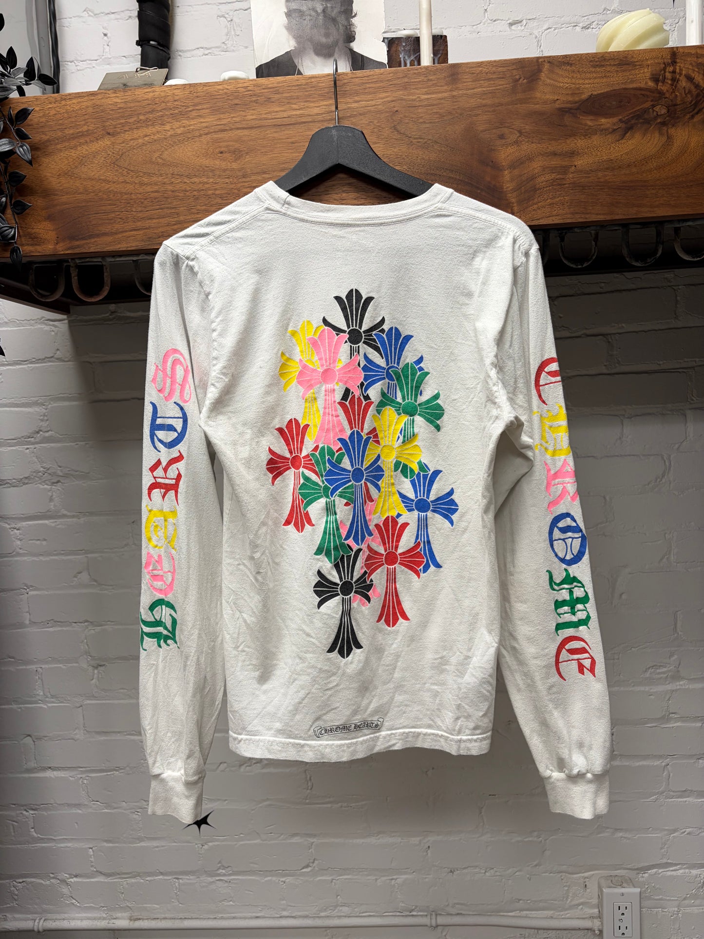 Chrome Hearts Multi-Coloured Cross ‘Cemetery’ Flooded White Long Sleeve Shirt