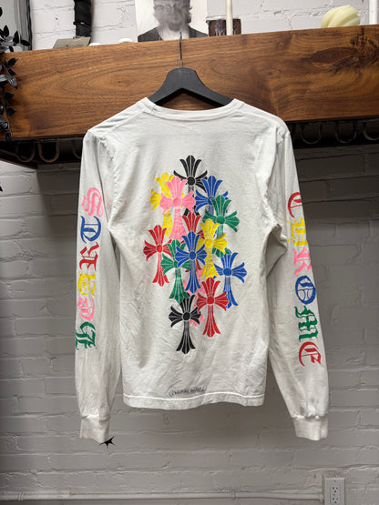 Chrome Hearts Multi-Coloured Cross ‘Cemetery’ Flooded White Long Sleeve Shirt