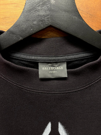 SS2024 Balenciaga ‘D.I.Y. Metal Logo’ Distressed Black Graphic T-Shirt