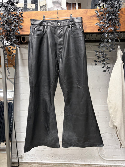 AW2022 Rick Owens ‘Strobe’ Flared Lambskin Leather Pants