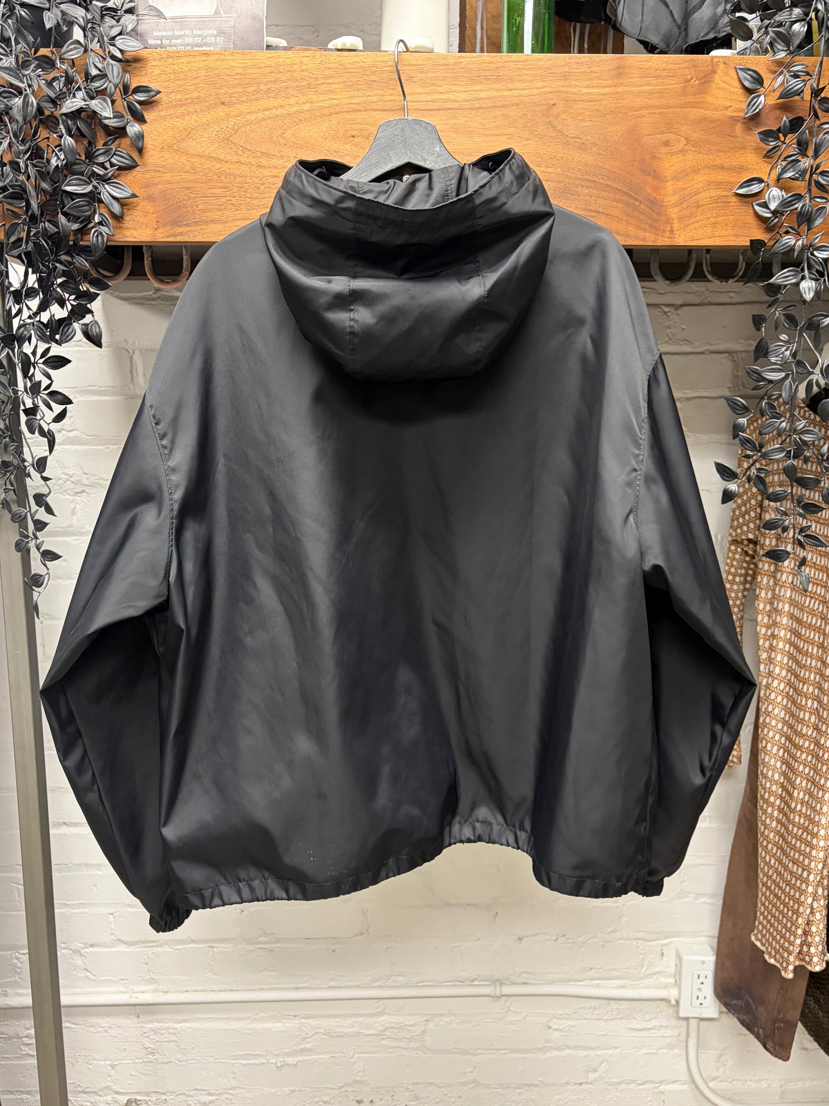 Prada Re-Nylon Hooded Black Zip-Up Shell Jacket