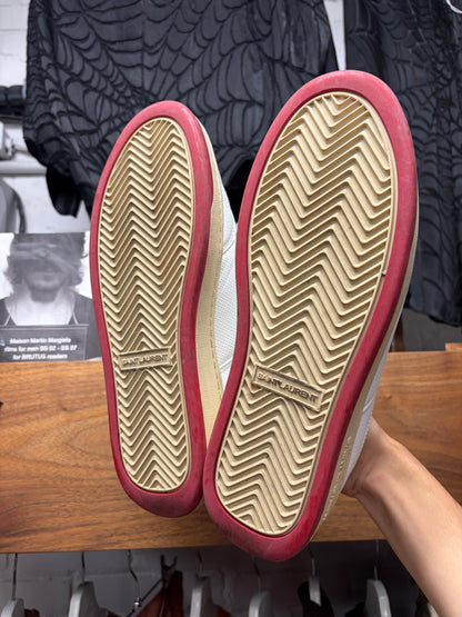 Saint Laurent ‘SL-61’ White/Red Leather Court Low Top Sneakers