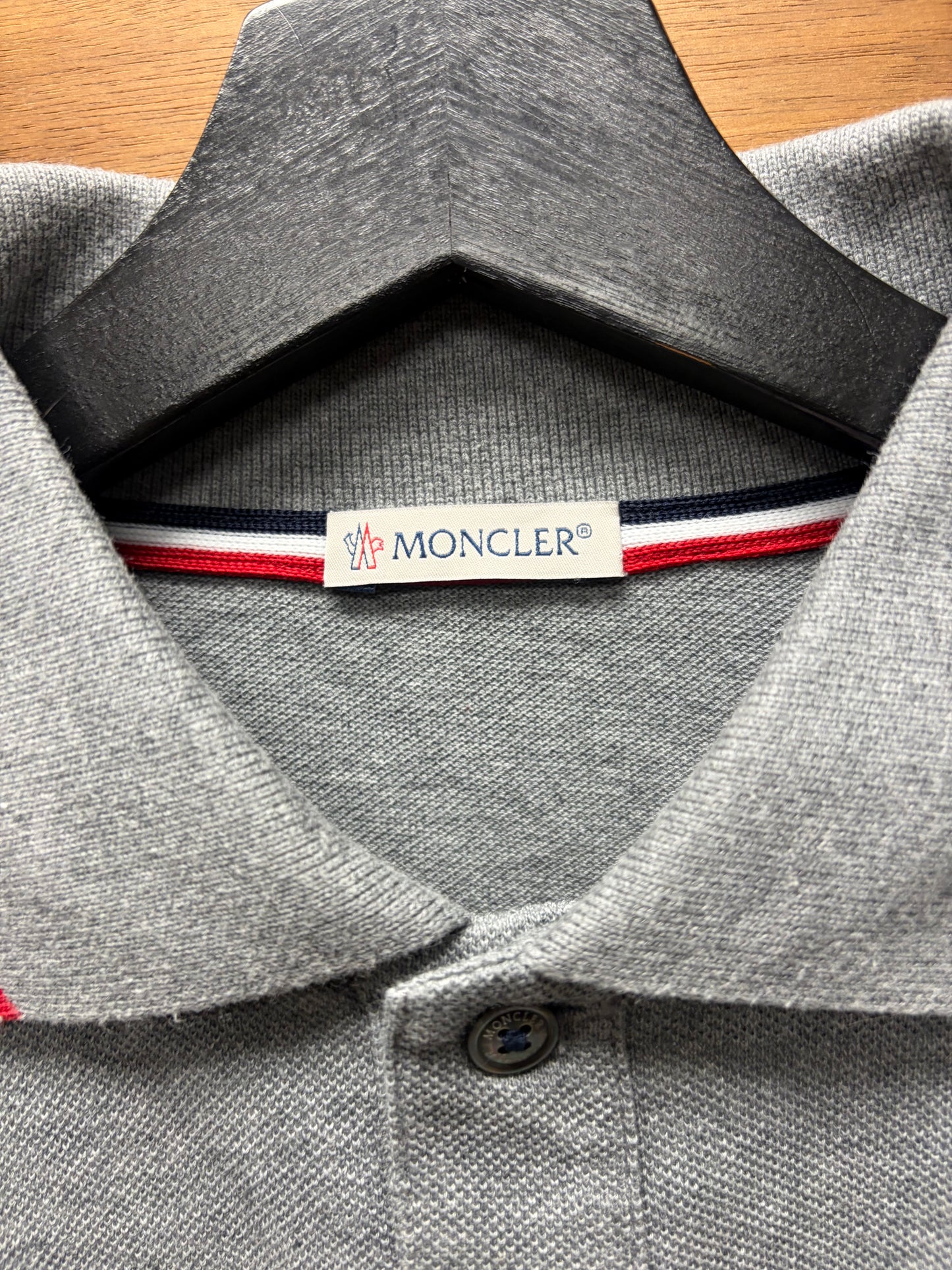 Moncler ‘Tricolor’ Grey Cotton Polo