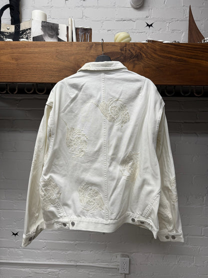 Dries Van Noten ‘Veper’ Embroidered White Denim Jacket