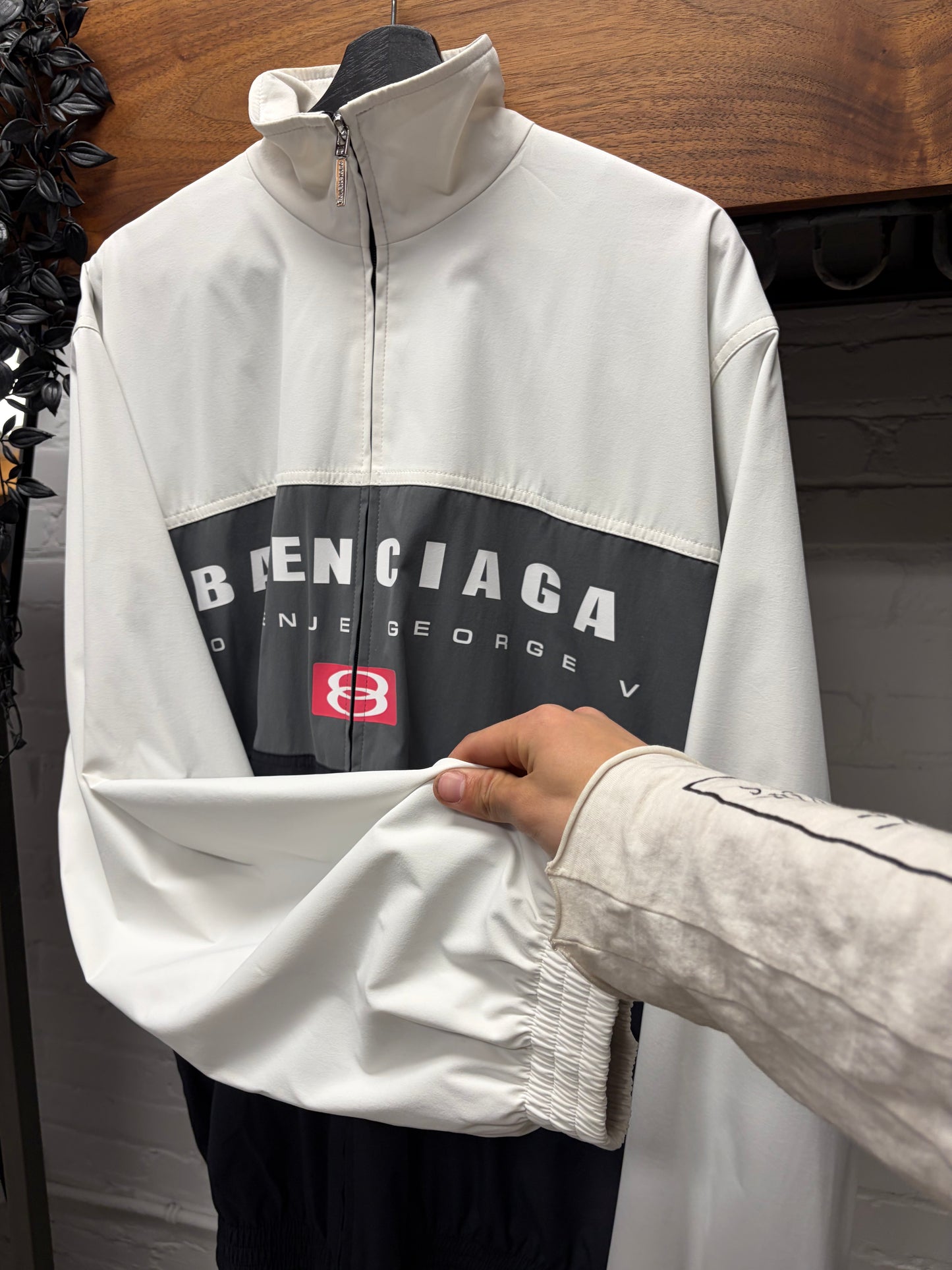AW2022 Balenciaga Color-Blocked Zip-Up Logo Windbreaker Jacket