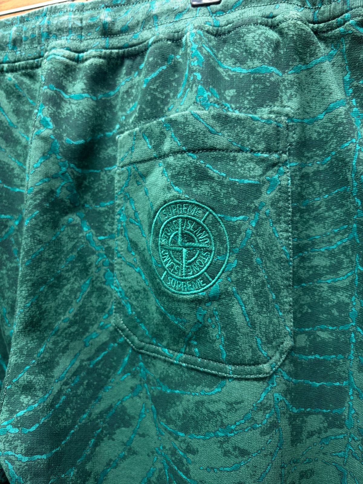 AW2023 Supreme x Stone Island Dark Green Spider Web Sweatpants