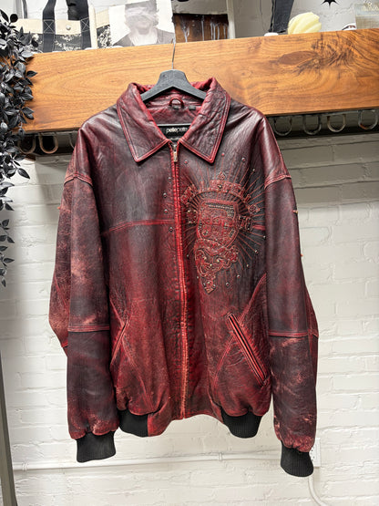 Vintage Pelle Pelle ‘World Tour’ Dark Red Leather Jacket