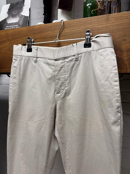 Vintage Helmut Lang Cream Cotton Pants with Back of Knee Pockets