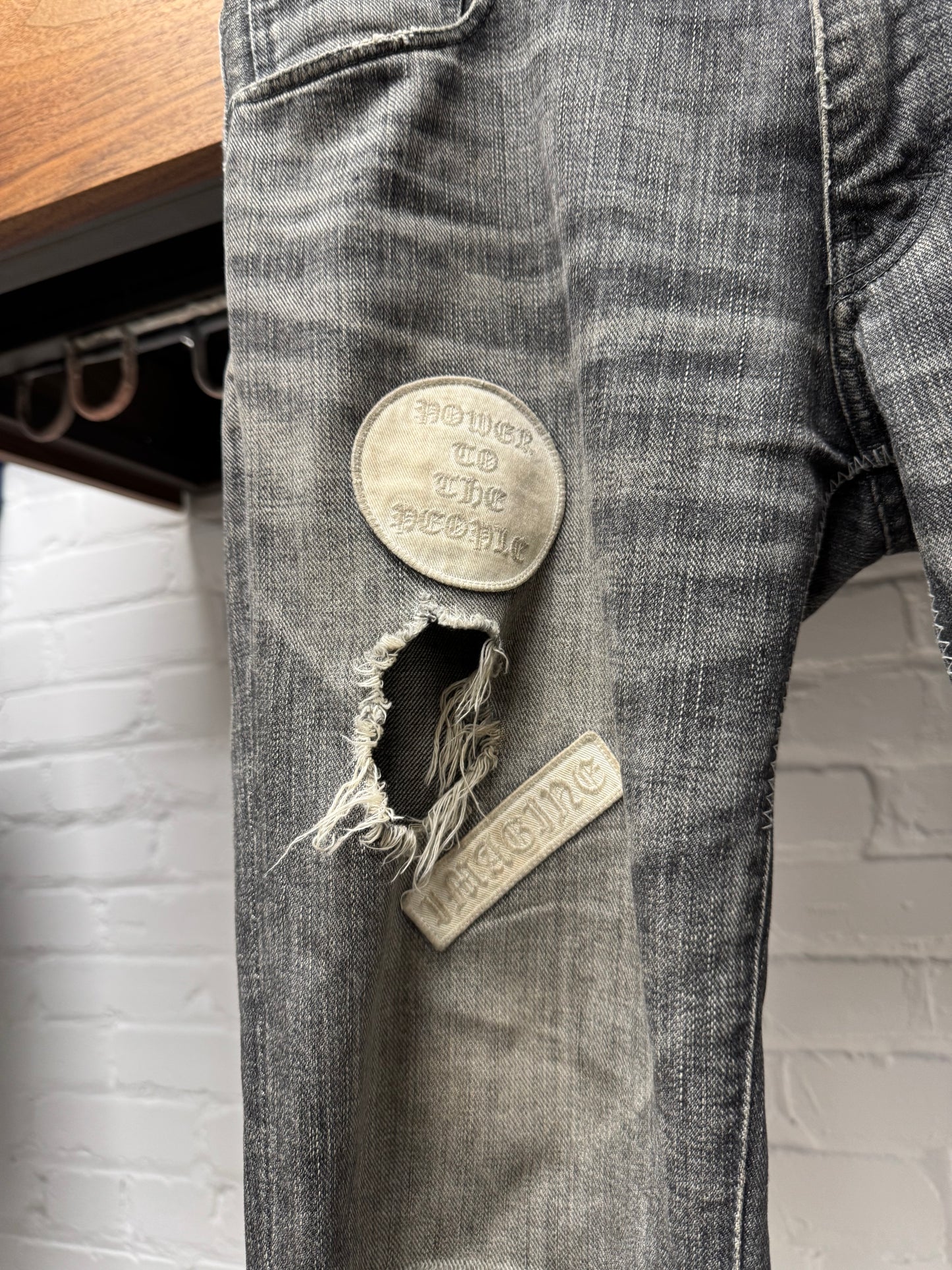 AW2004 Number (N)ine ‘Give Peace a Chance’ Distressed Patchwork Denim