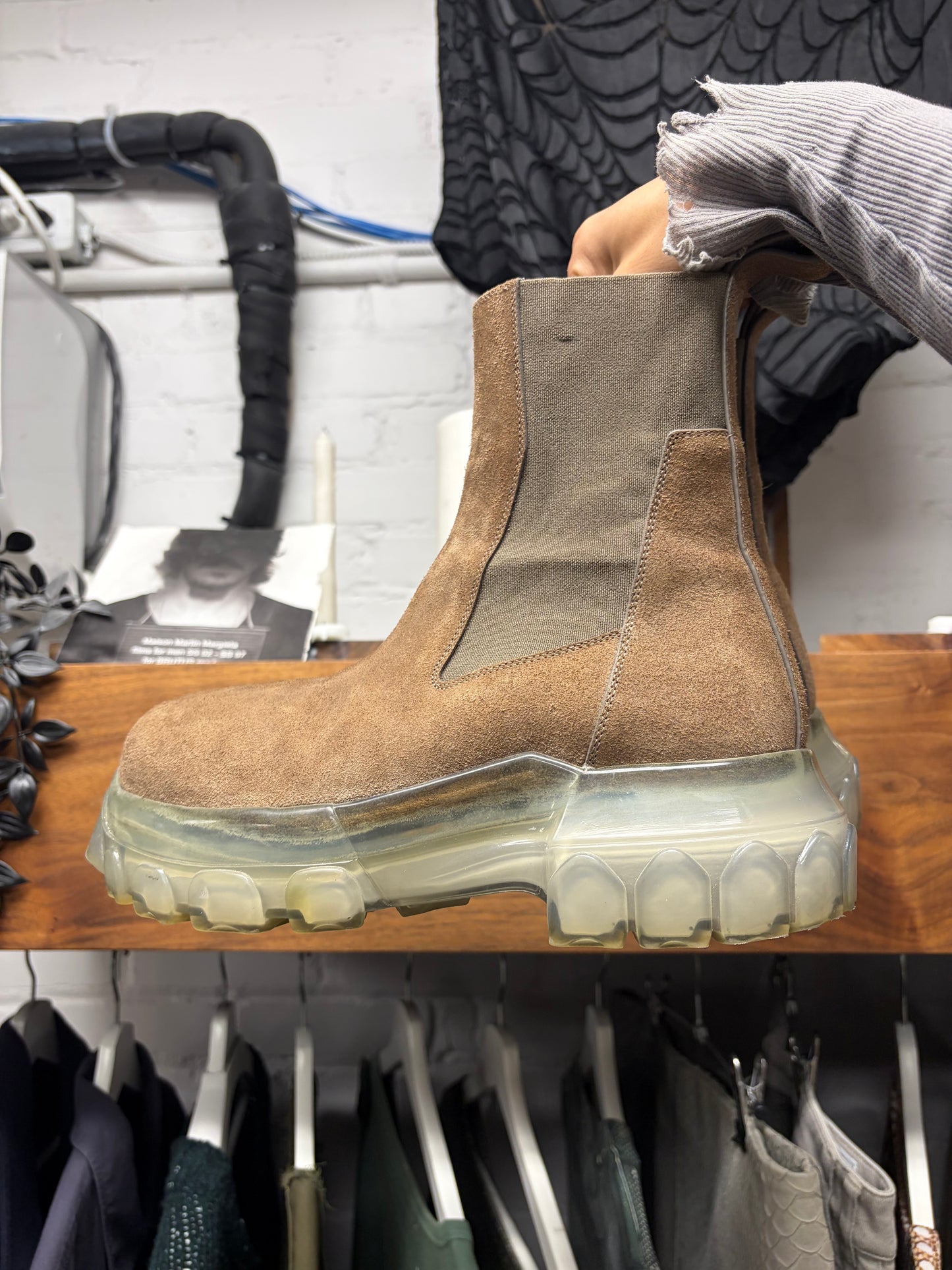 Rick Owens ‘Beatle Bozo’ Dust Suede Translucent Sole Tractor Boots
