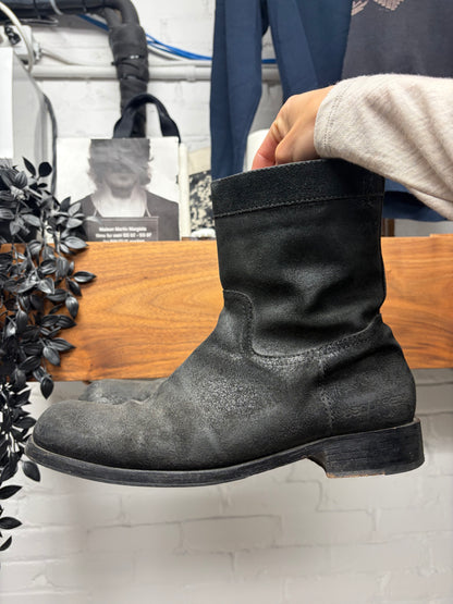 Dsquared2 Black Suede ‘Concealed  Zip’ Wood Sole Chelsea Boots