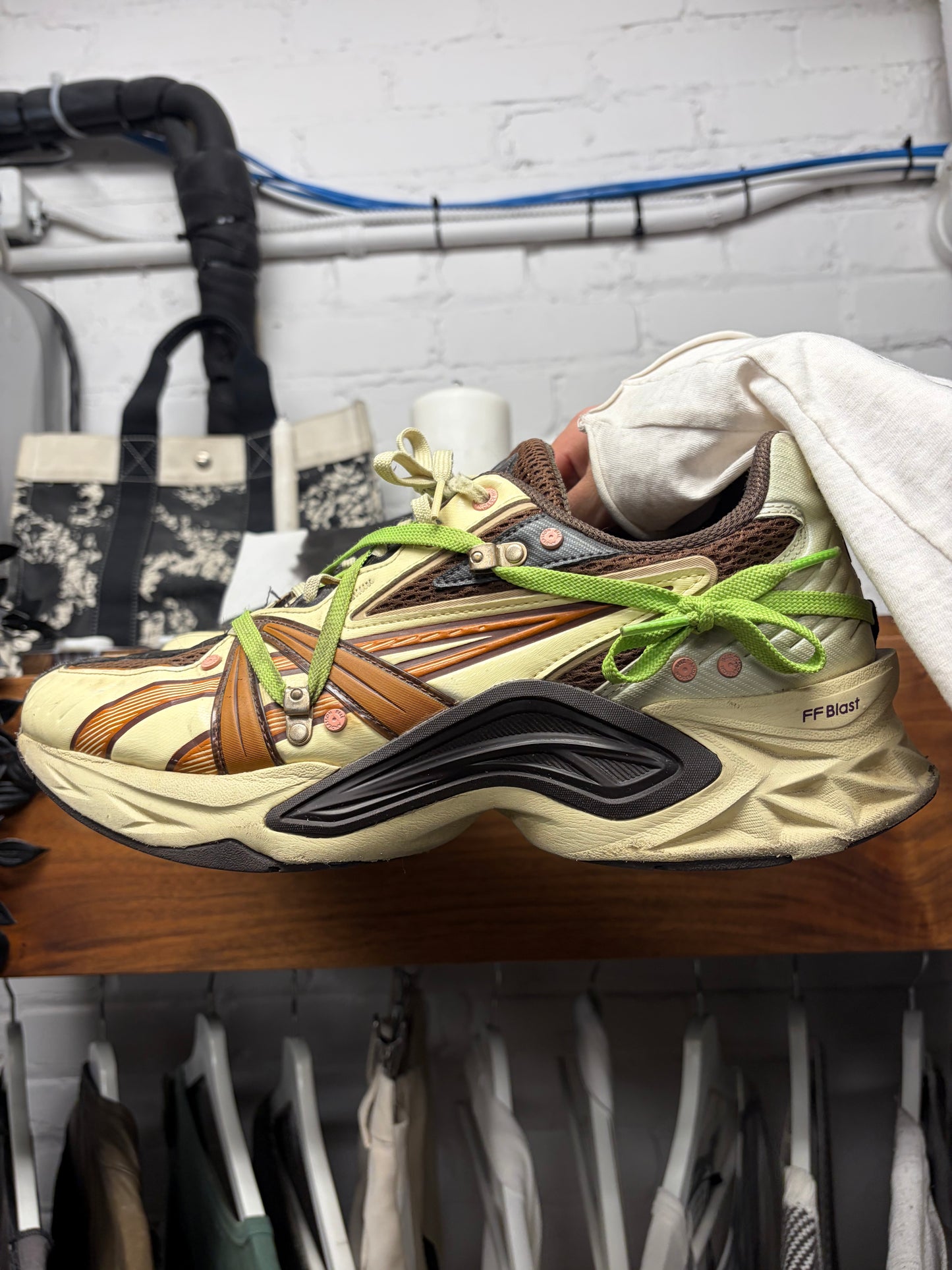Andersson Bell x Asics ‘Protoblast’ Butter/Green Low Top Sneakers