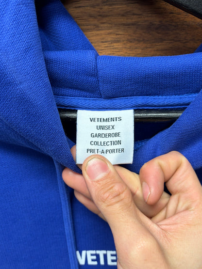 Vetements Limited Edition Blue ‘Embroidered Logo’ Hoodie