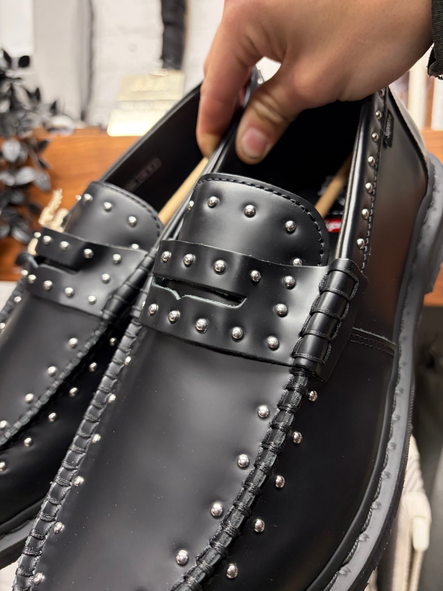 2025 Supreme x Doc Martens ‘Penton’ Studded Black Leather Loafers