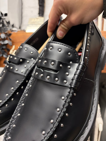 2025 Supreme x Doc Martens ‘Penton’ Studded Black Leather Loafers