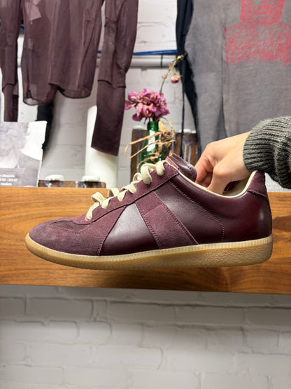 Maison Margiela G.A.T. Dark Red Suede/Gum Sole Low Top Sneakers