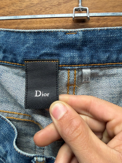 AW2008 Dior Homme ‘Clawmark’ Washed Blue Skinny Jeans