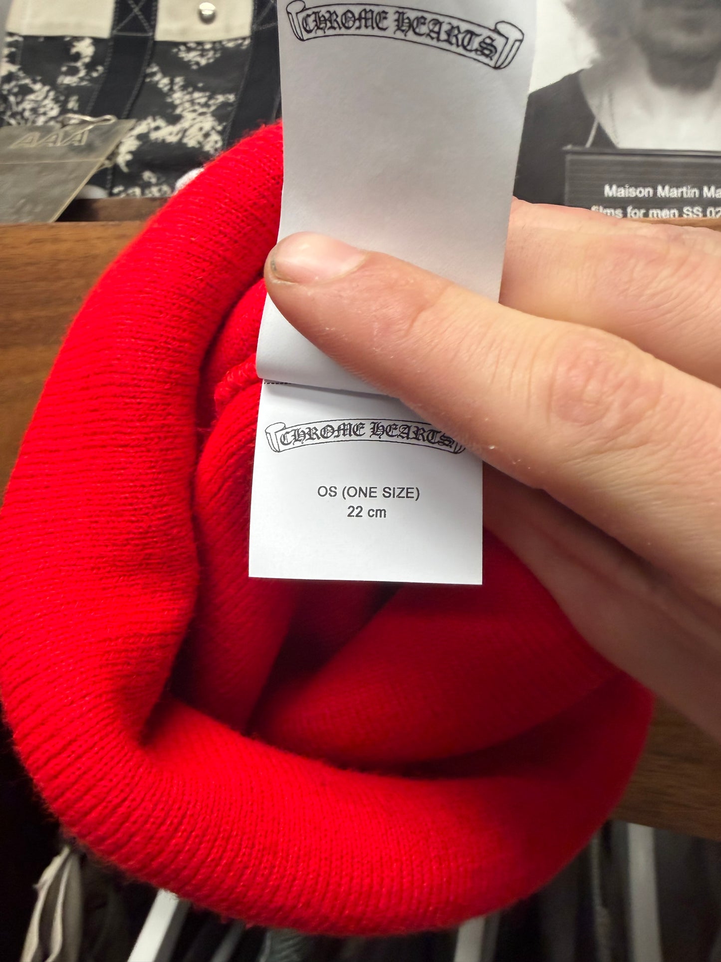 Chrome Hearts Red Embroidered ‘Scroll Logo’ Beanie