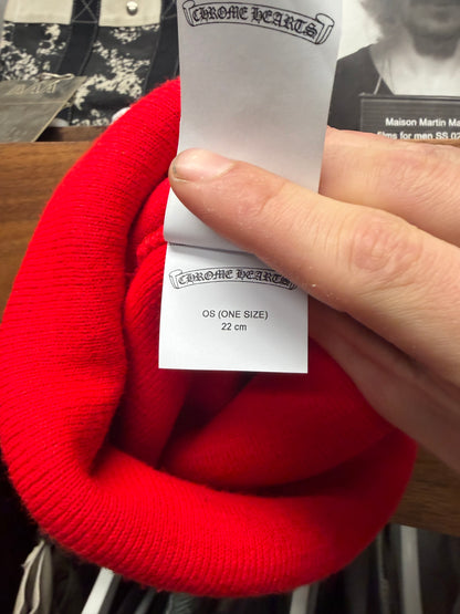 Chrome Hearts Red Embroidered ‘Scroll Logo’ Beanie