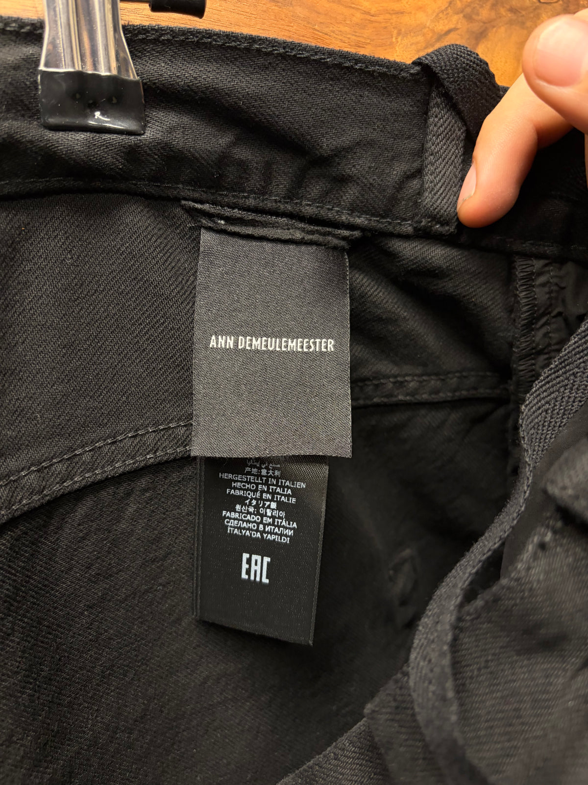 Ann Demeulemeester ‘Michael’ Wide Leg 5-Pocket Black Denim Trousers