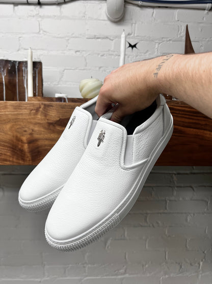 Chrome Hearts ‘Dagger’ Slip-On White Leather Low Top Sneakers