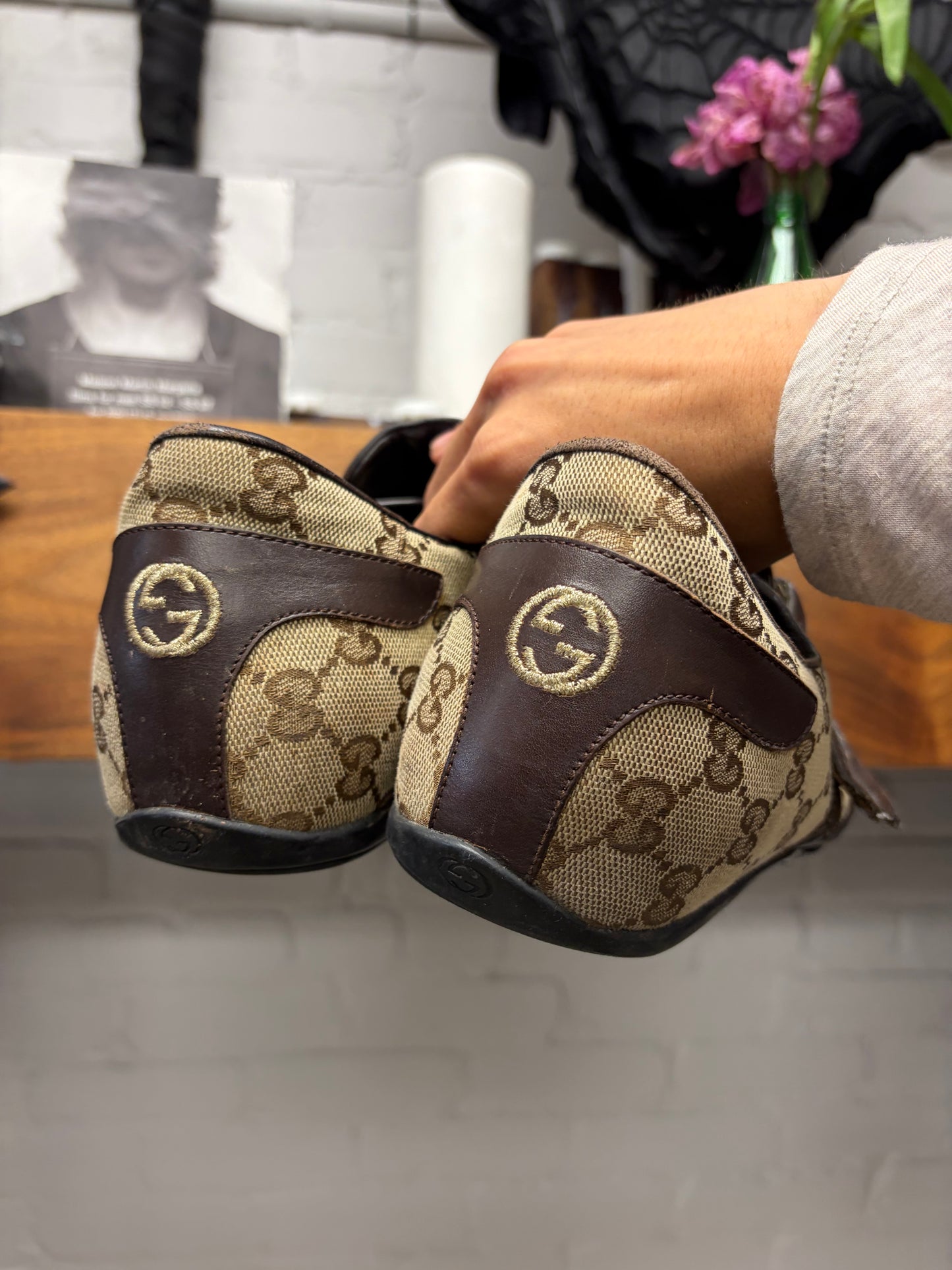 Gucci Canvas Monogram ‘Cycling’ Velcro Strap Low Top Sneakers
