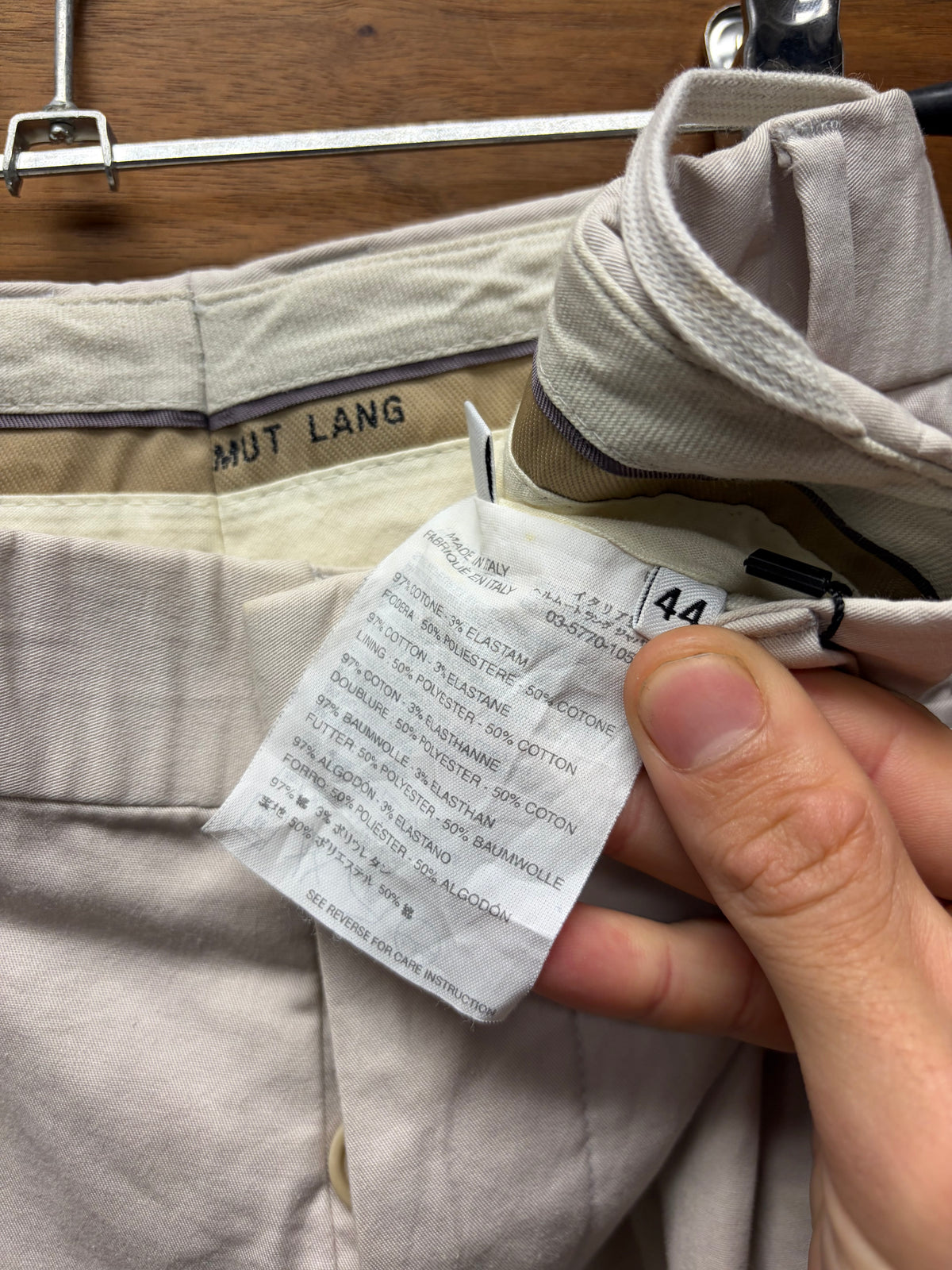 Vintage Helmut Lang Cream Cotton Pants with Back of Knee Pockets