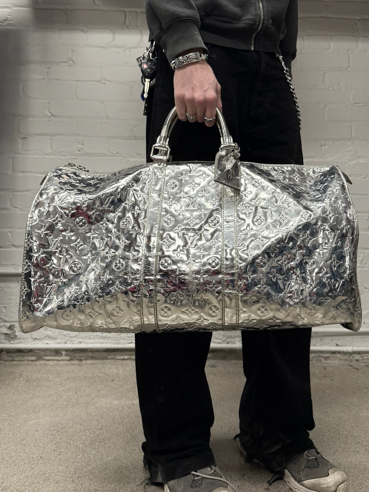 Louis Vuitton by Virgil Abloh ‘Keepall 55’ Silver Coated Duffle Bag