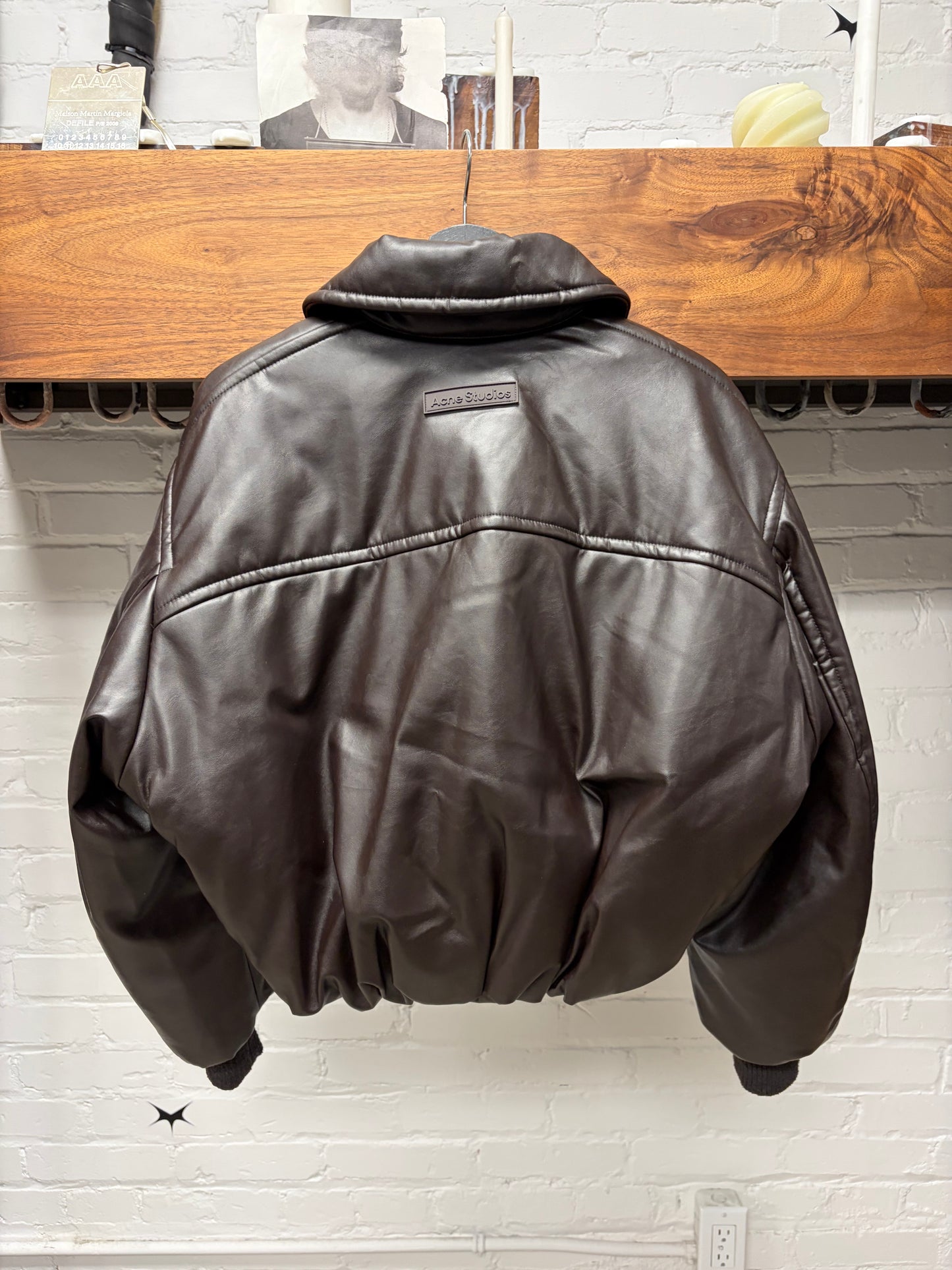 Acne Studios Padded Brown Coated Bomber Jacket