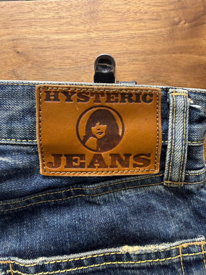 2000s Hysteric Glamour Studded Raw Blue Skinny Jeans