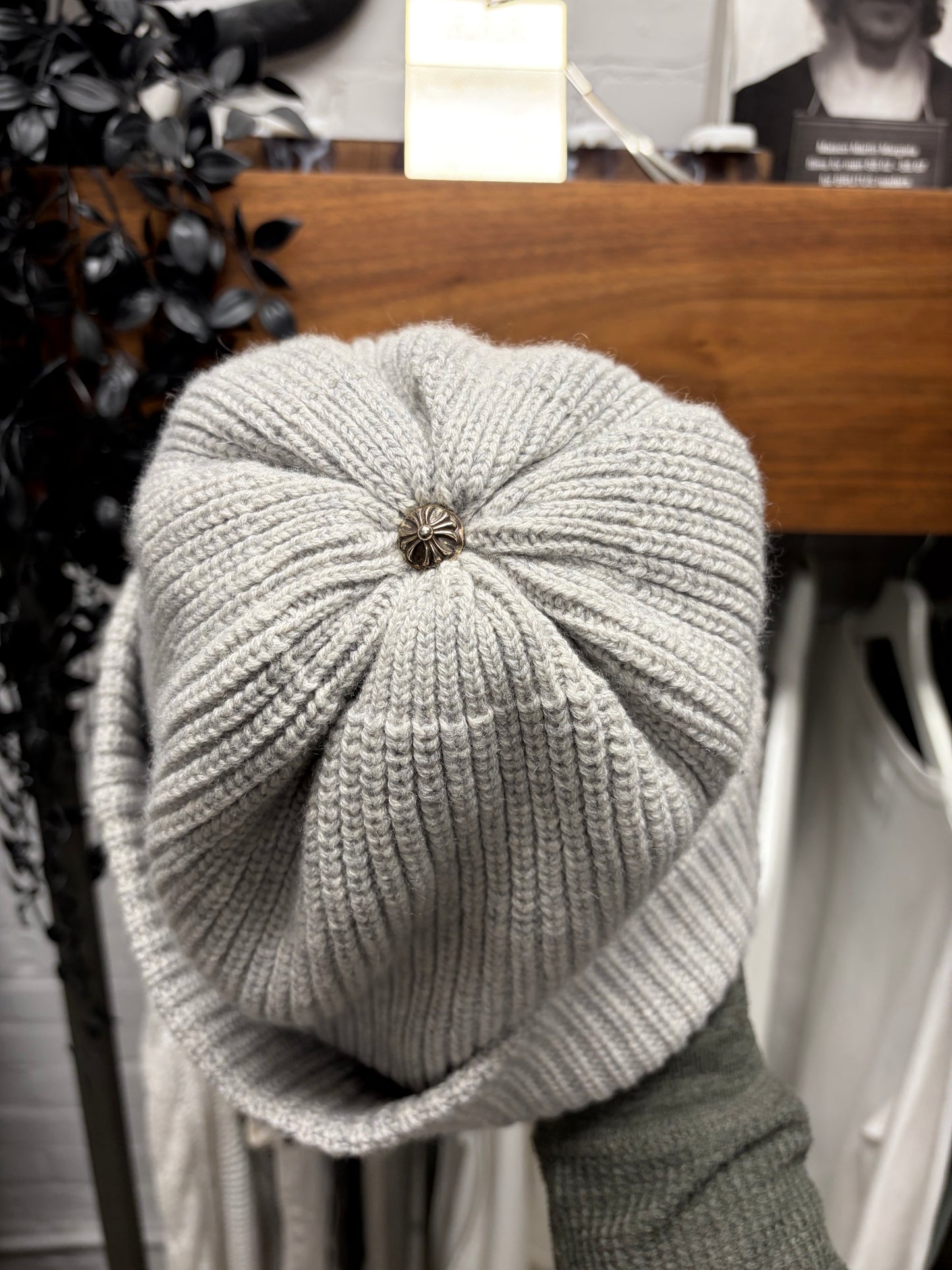 Chrome Hearts Lambskin Leather ‘Star Patch’ Cashmere Beanie