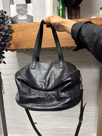 Balenciaga ‘Air Hobo’ Crinkled Black Arena Lambskin Leather Crossbody Bag