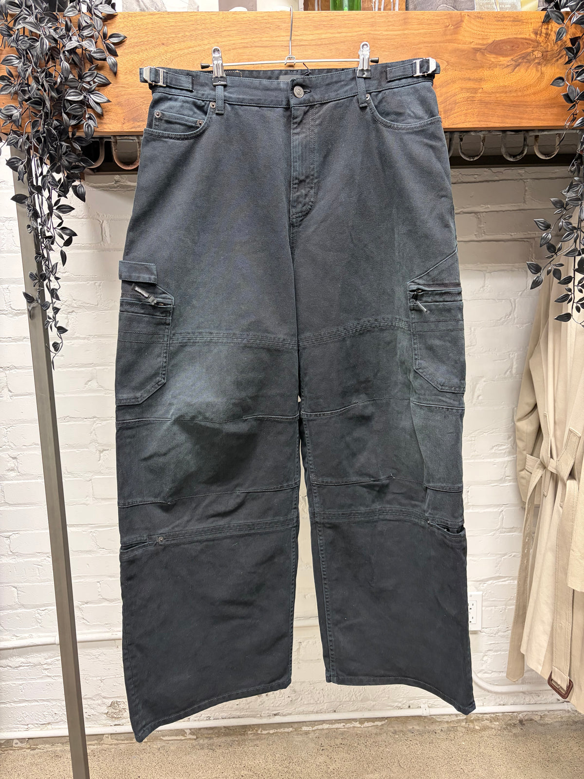 2023 Balenciaga Heavyweight Faded Black Cargo Carpenter Denim