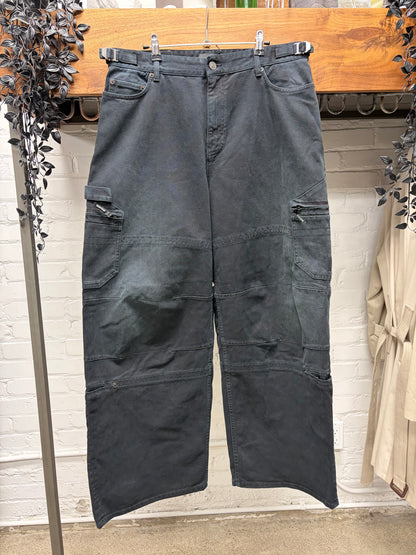 2023 Balenciaga Heavyweight Faded Black Cargo Carpenter Denim