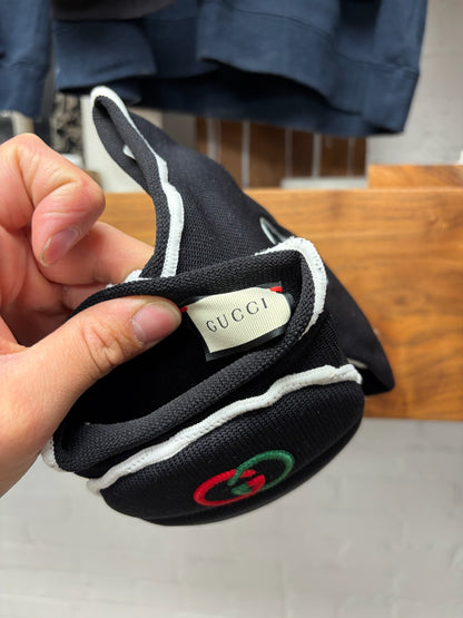 Gucci Embroidered GG Logo Ribbed Black Knee Pads