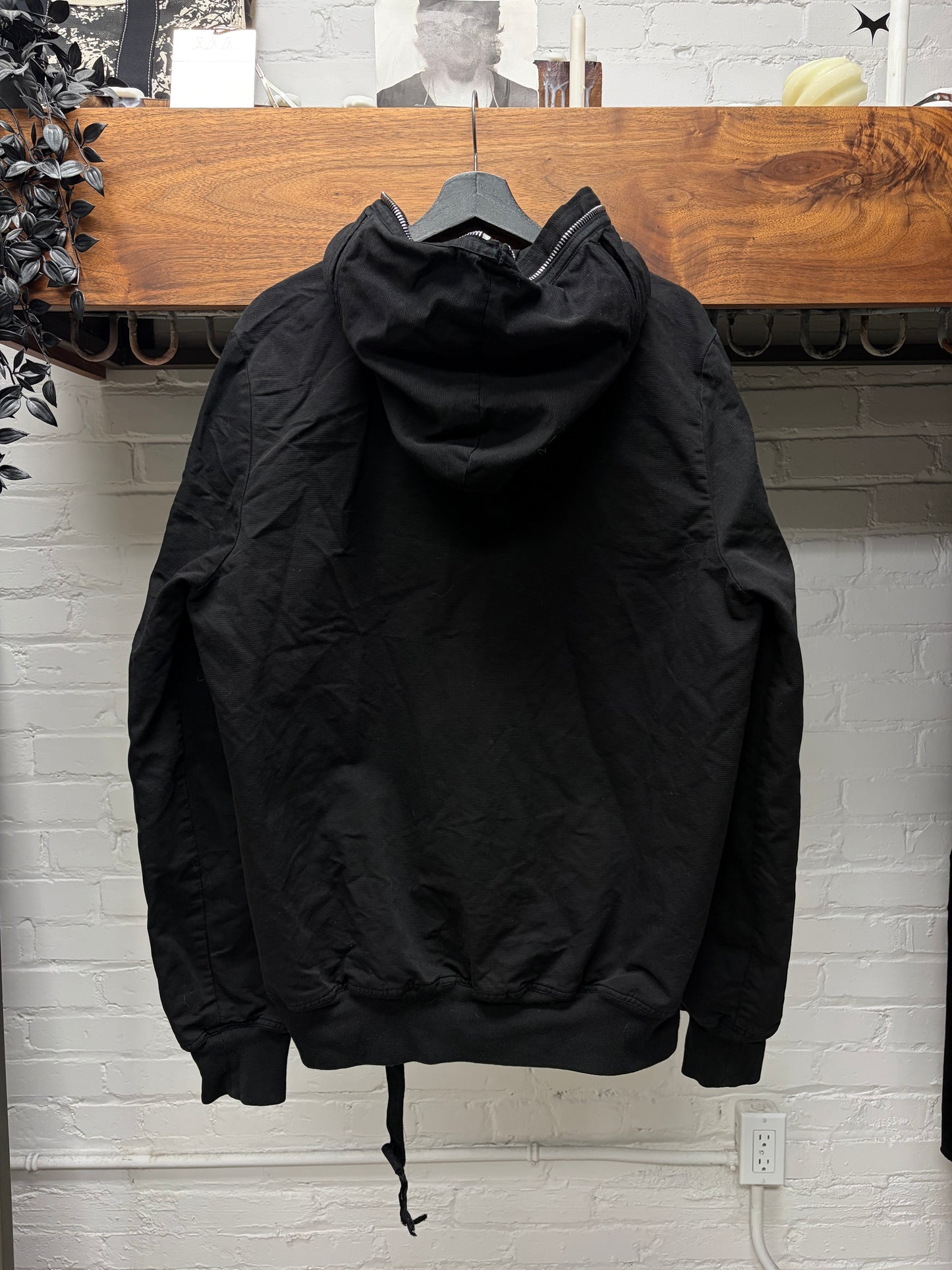 Rick Owens Black ‘Gimp’ Canvas Masked Full Zip Hoodie