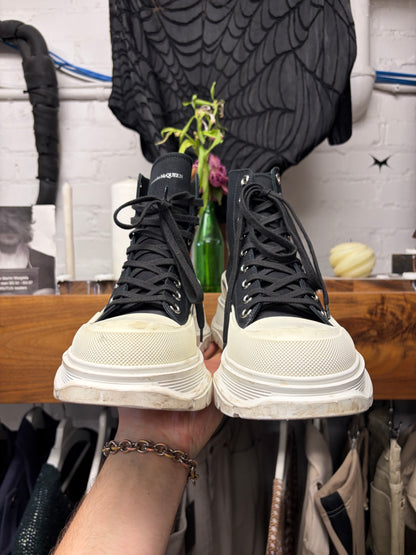 Alexander McQueen ‘Tread Slick’ Black Platform Sole Canvas High Top Sneaker