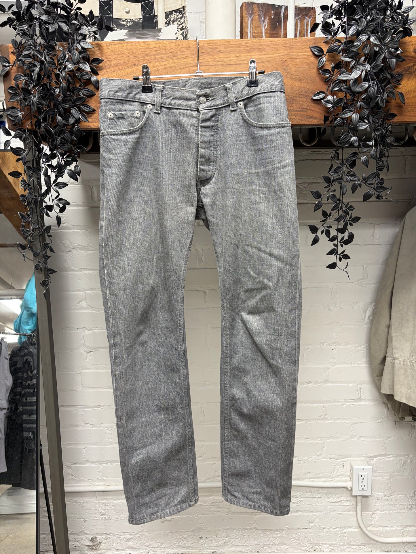 Helmut Lang Faded Grey ‘Classic Raw Denim’ Bootcut Jeans
