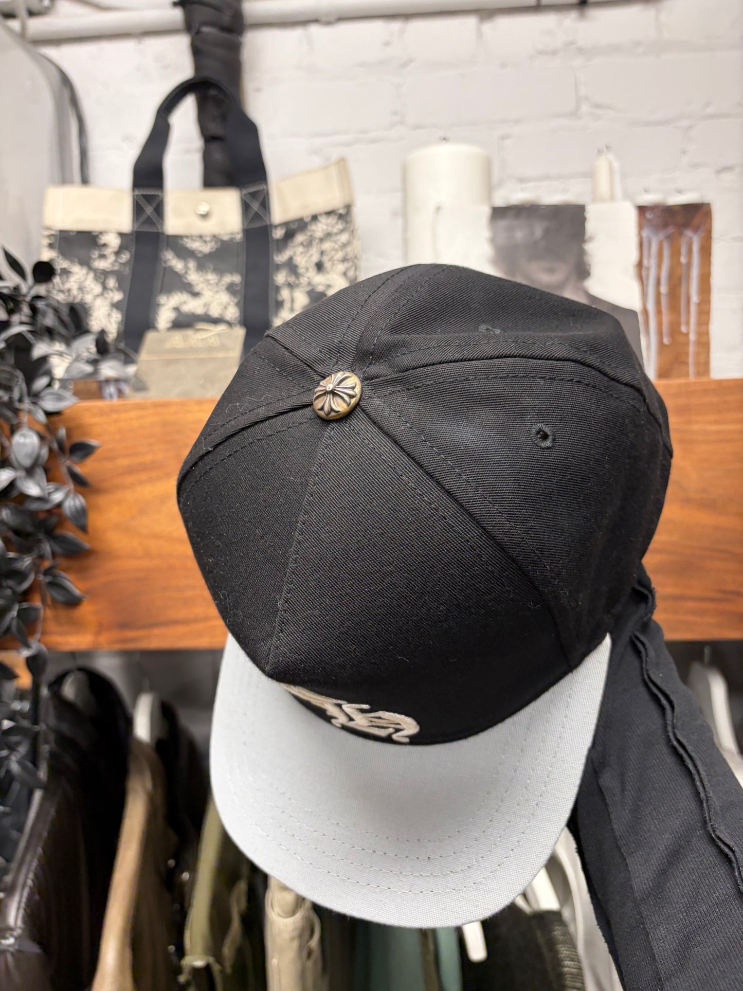 Chrome Hearts ‘CH’ Black/Grey Embroidered Logo Strap-Back Baseball Hat