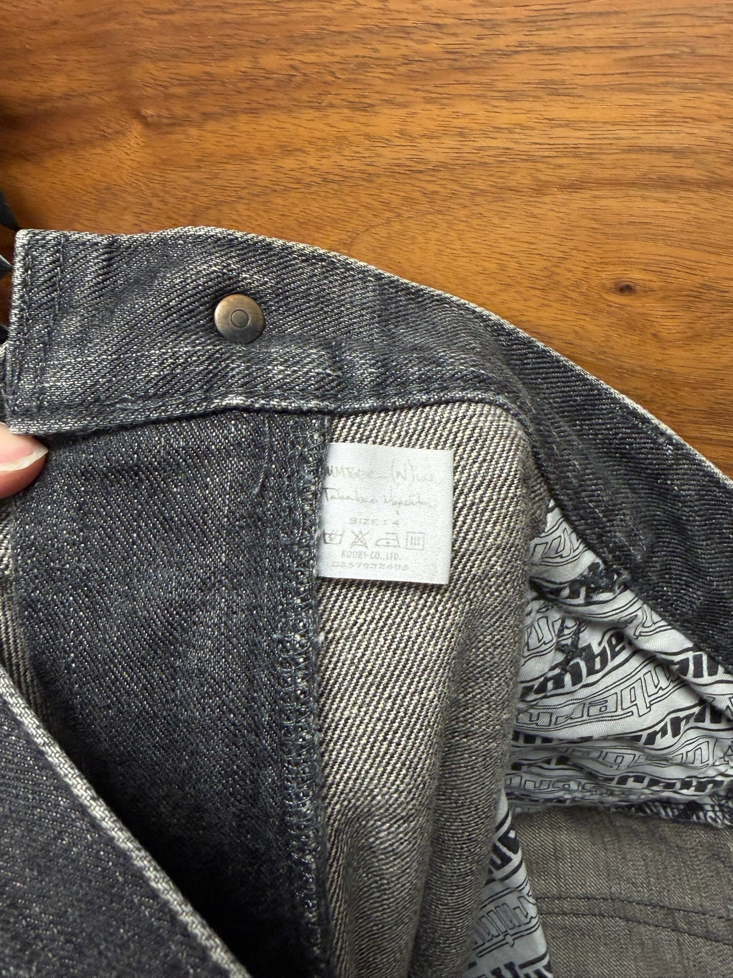 Number (N)ine Black ‘Crying Heart’ Leather Patch Skinny Jeans