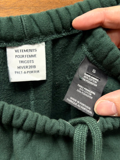 AW2019 Vetements Wide Leg White/Green Logo Sweatpants
