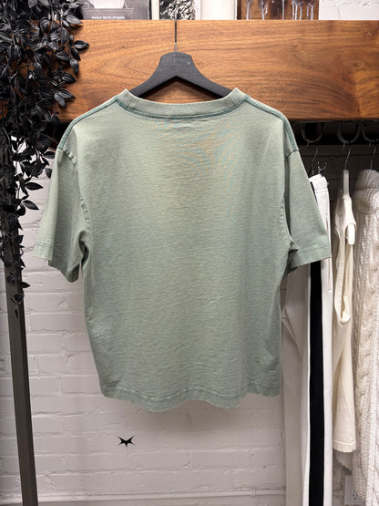 Acne Studios Mint Green ‘Minimal Logo’ Cropped Fit Cotton T-Shirt