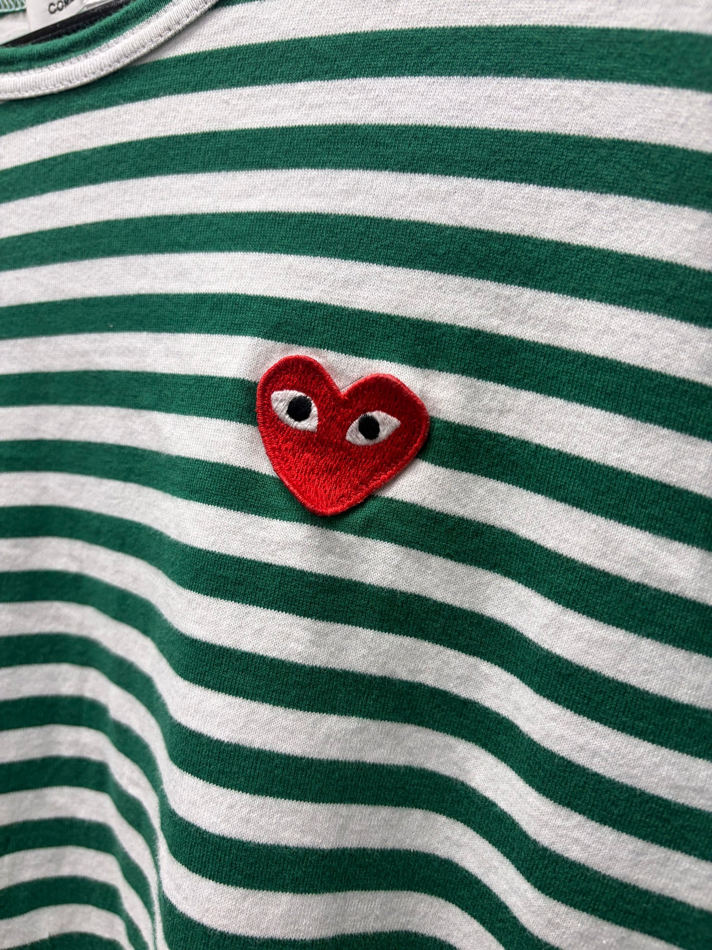 2023 Comme Des Garçons Play Striped Green/White Long Sleeve Shirt