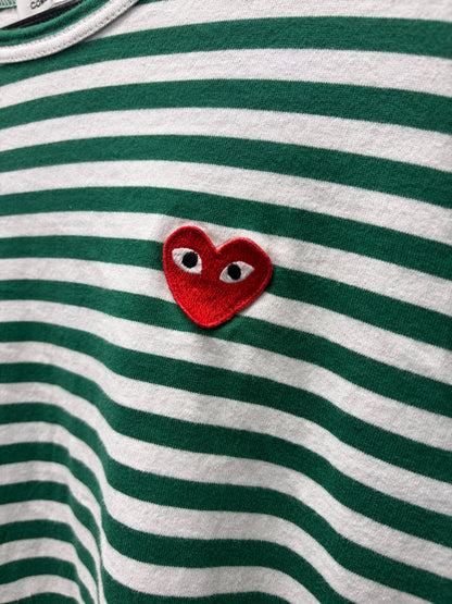 2023 Comme Des Garçons Play Striped Green/White Long Sleeve Shirt