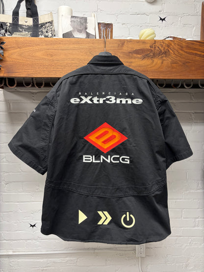 AW2021 Balenciaga ‘Gamer’ Embroidered Logo Oversized Button Up Shirt