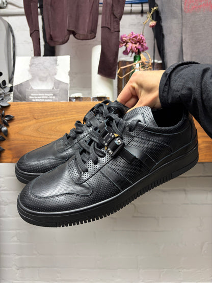 1017 Alyx 9SM Black Leather ‘Roller Buckle’ Low Top Sneakers
