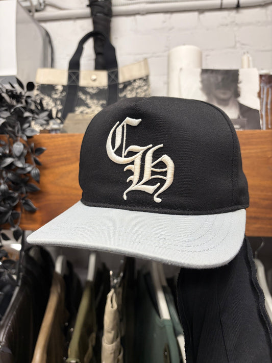 Chrome Hearts ‘CH’ Black/Grey Embroidered Logo Strap-Back Baseball Hat