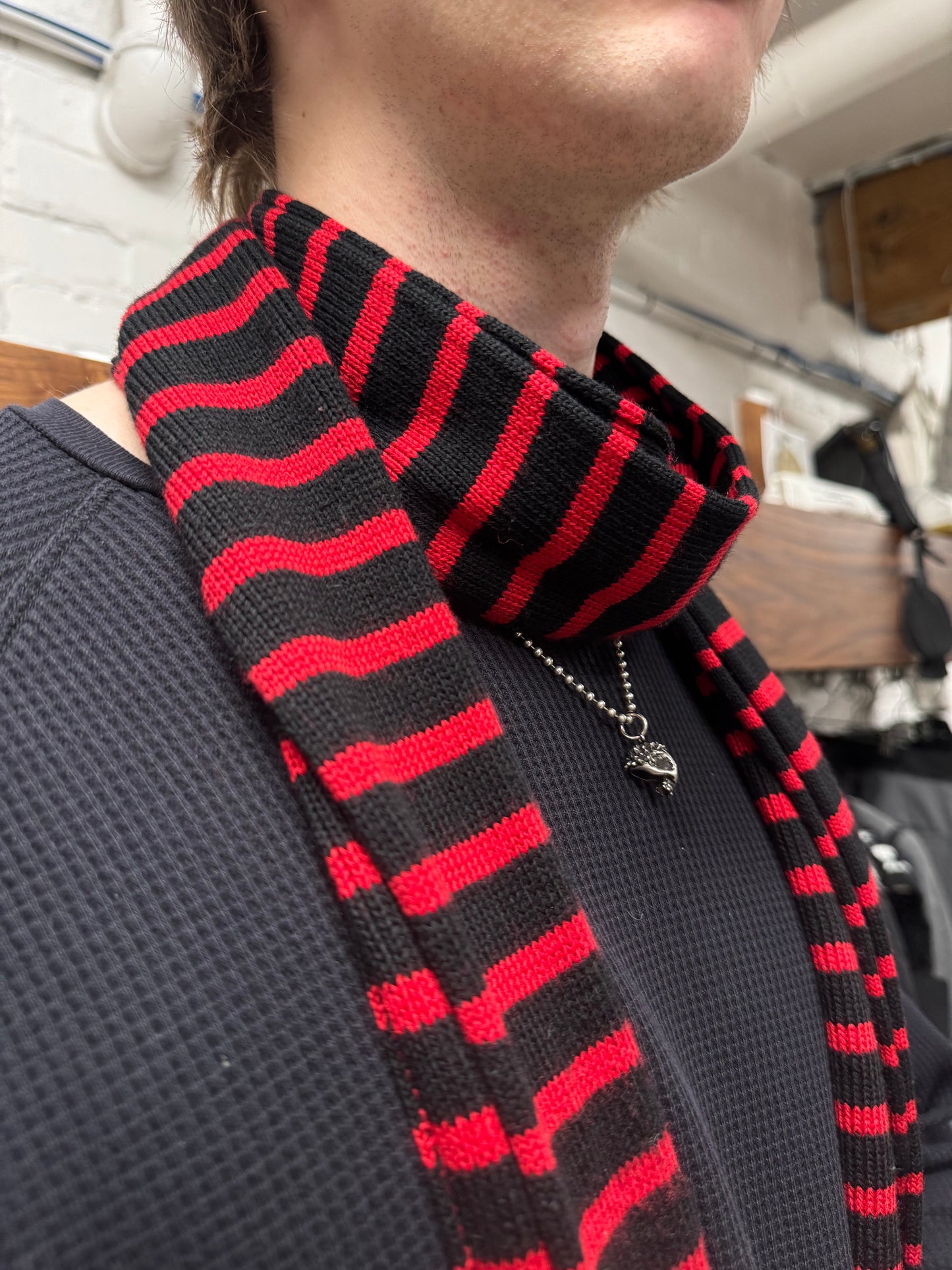 AW2015 Saint Laurent by Hedi Slimane Runway Striped Wool Scarf