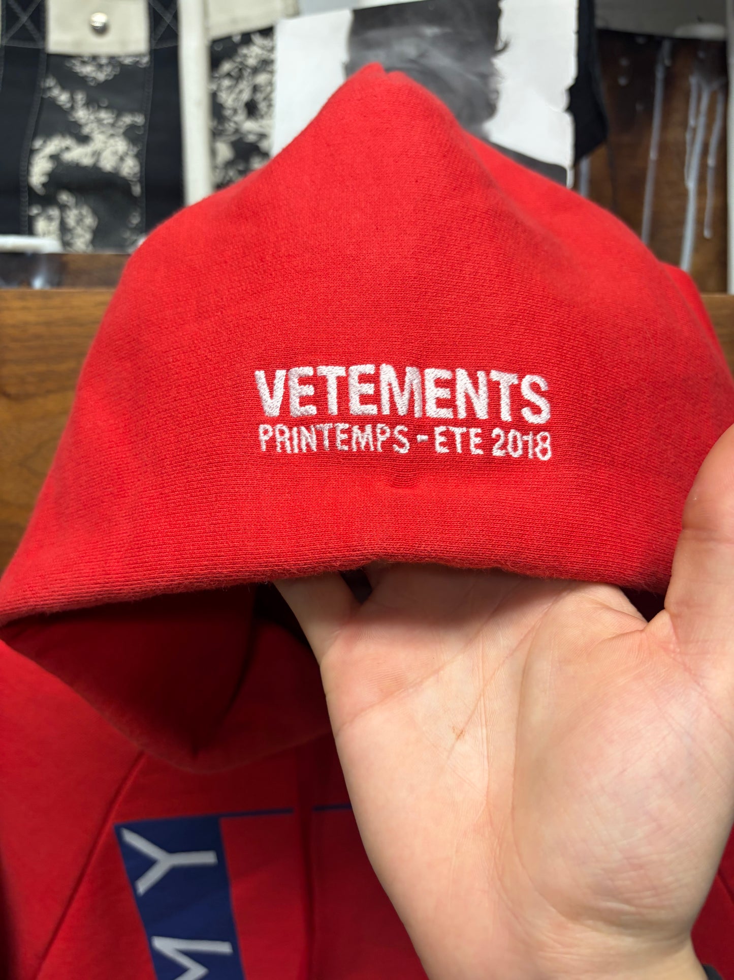 SS2018 Vetements x Tommy Hilfiger Flag Logo Hoodie