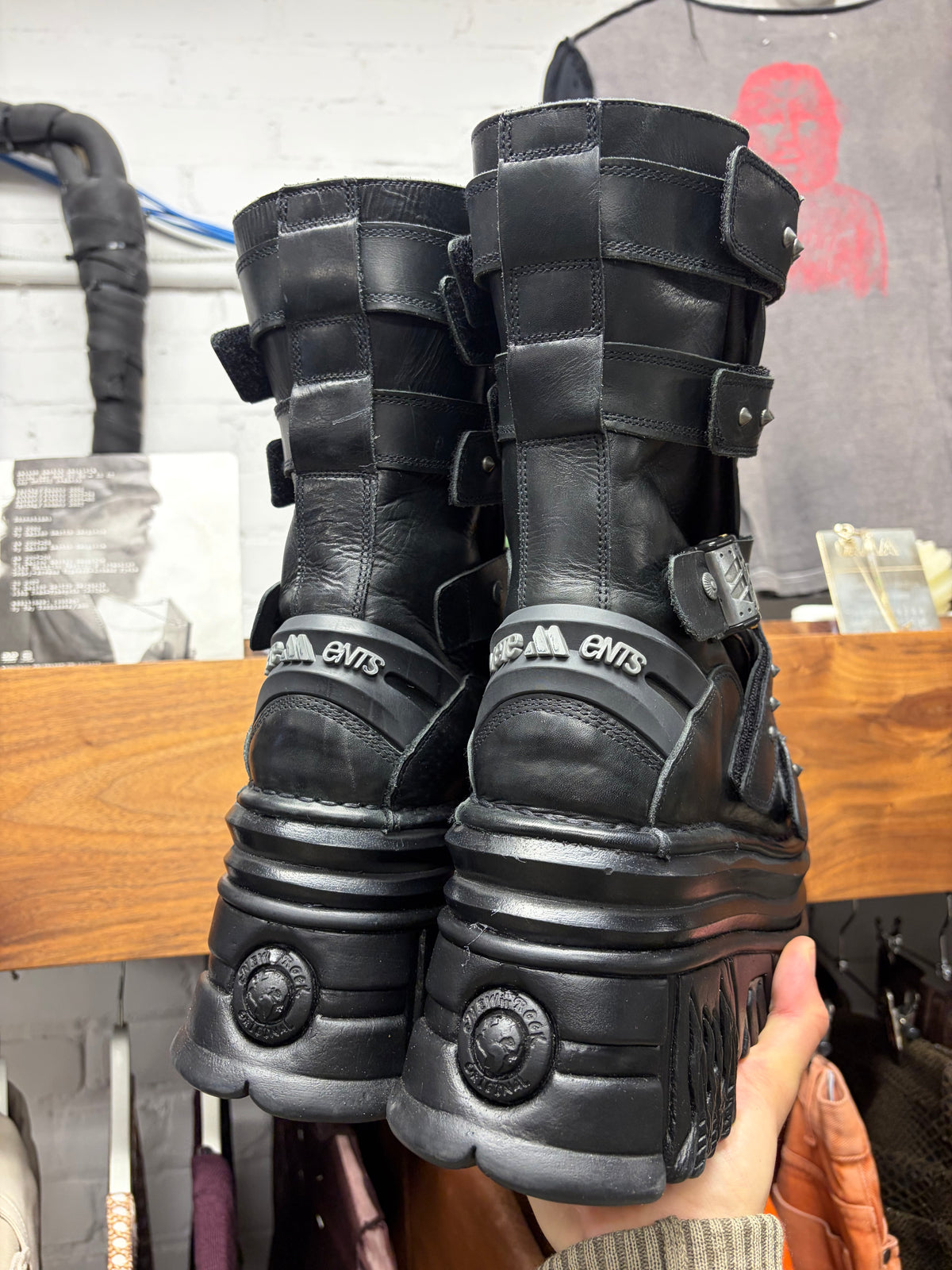 Vetements x New Rock ‘Gamer’ Platform Black Leather High Top Boots